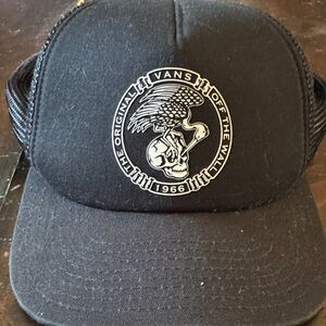 Vans Black Trucker Hat with Skull & Eagle Emblem